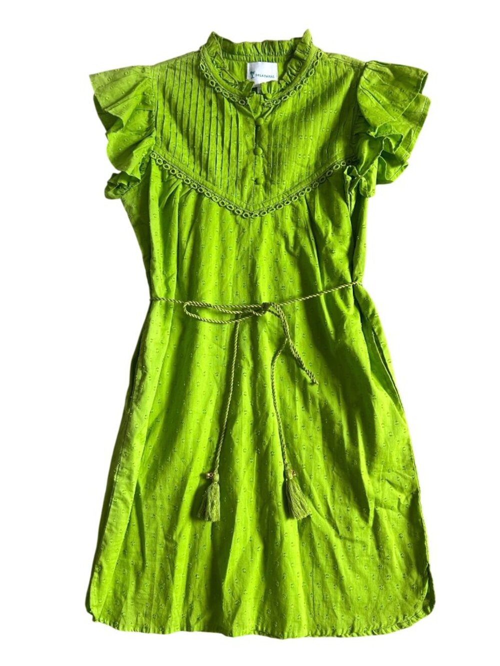 Isla Payal Women's Sz S Short-Sleeve Dress With Ruffle Details Waist Tie